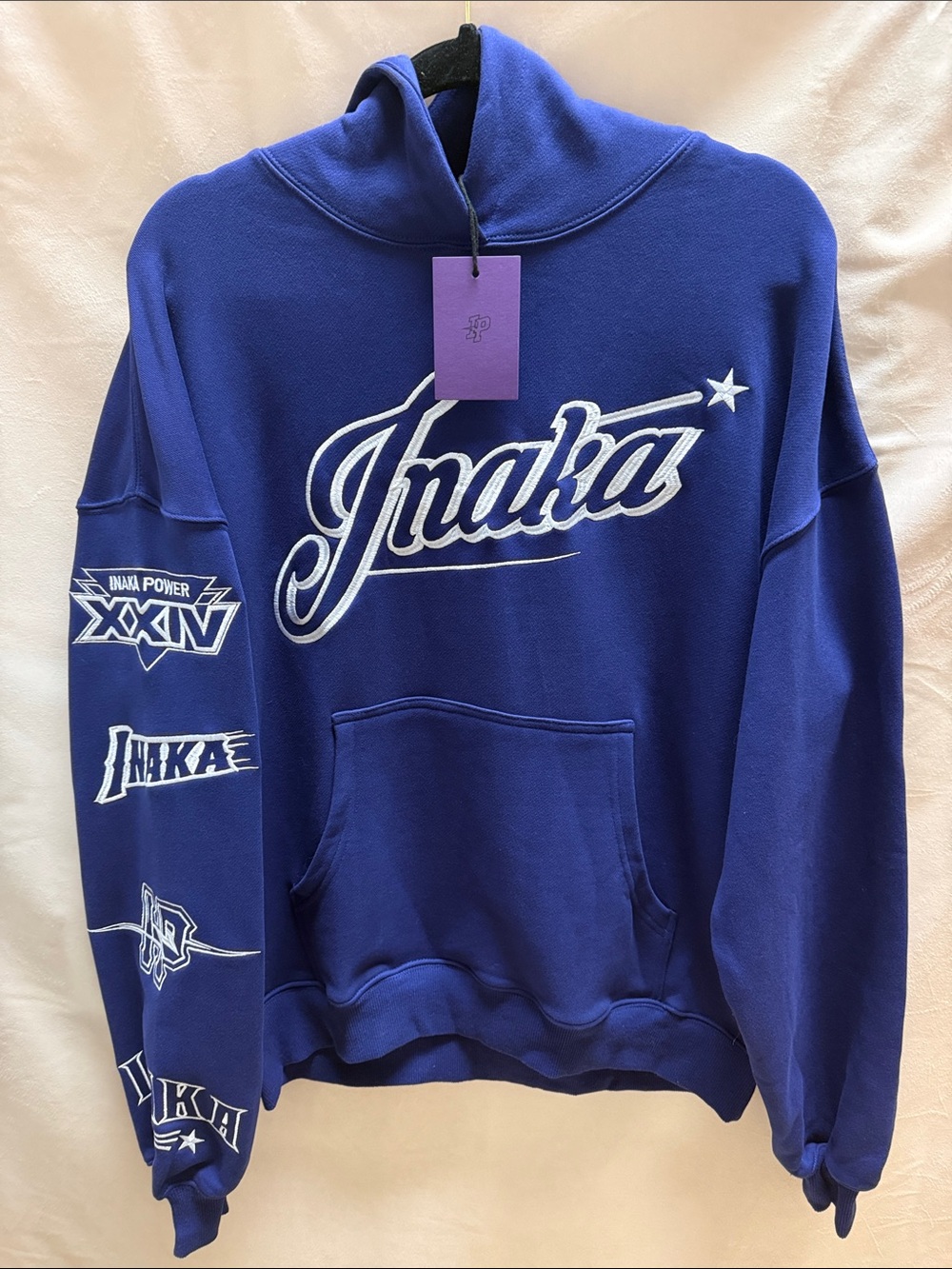 (NWT) Inaka Power Blue Varsity League Drop Shoulder Hoodie Small